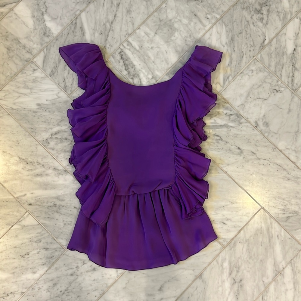 Alice + Olivia low back ruffle top